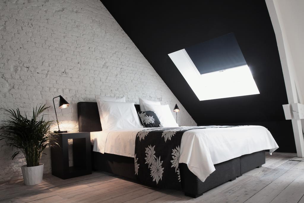 Maison Nationale City Flats & Suites 안트베르펜 객실 사진 A bedroom with a roof window